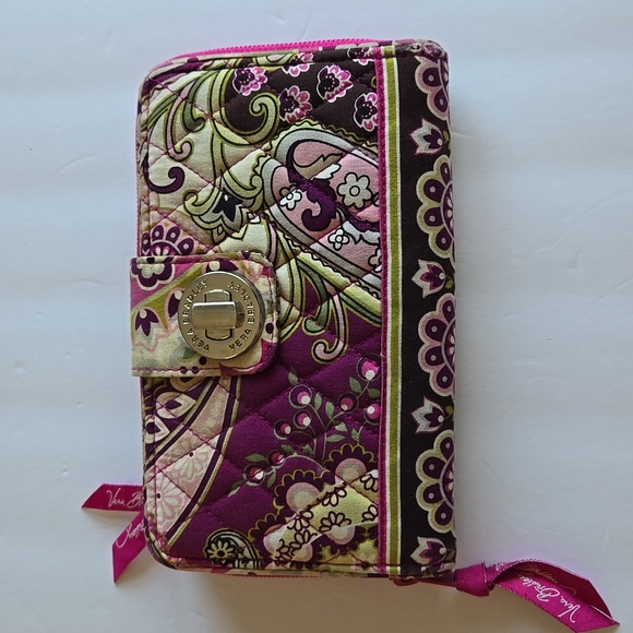 Vera Bradley Purple and Green Quilted Wallet - Picture 1 of 7